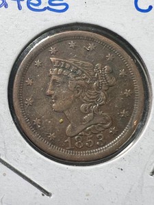1853 US BRAIDED HAIR HALF CENT