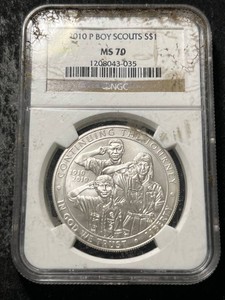 2010 US BOY SCOUTS SILVER DOLLAR NGC MS70