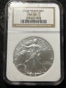 2002 AMERICAN SILVER EAGLE NGC MS69