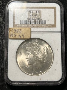 1922 US PEACE SILVER DOLLAR NGC MS64