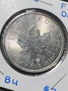 2014 CANADIAN MAPLE LEAF 1 TROY OZ .9999 FINE SILVER