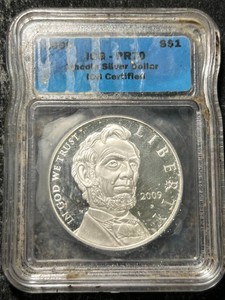 2009 US LINCOLN SILVER DOLLAR ICG PR70