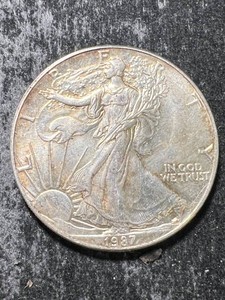 1987 AMERICAN SILVER EAGLE 1 TROY OZ .999 FINE SILVER