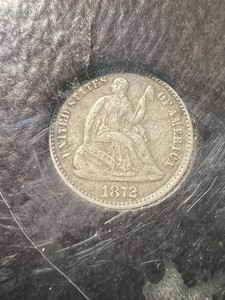 1872 US SEATED LIBERTY HALF DIME IN CASE
