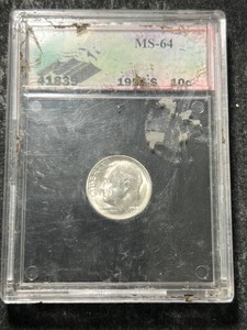 1955 US ROOSEVELT DIME SLABBED MS64