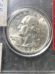 1954-D US WASHINGTON QUARTER BU IN CASE
