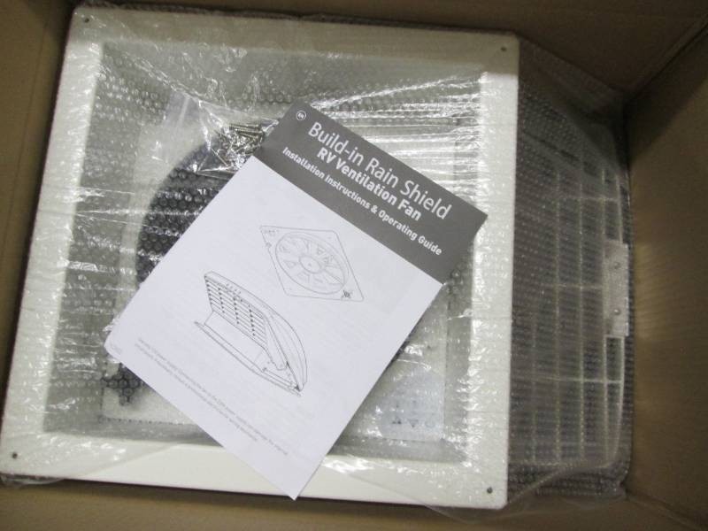 Build in rain shield RV vent fan