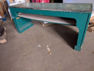 Large work table with milled bottom shelf, sitting on 4 x 4 lumber base