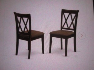 2 Mahogany Linen Fabric Upholstered Wood Chairs With Cushion