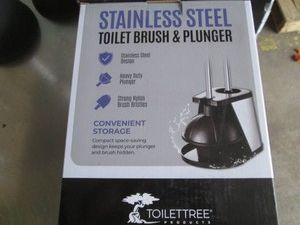 Stainless steel toilet brush and plunger