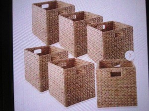 6 Natural Brown 12 in. x 12 in. Wicker Water Hyacinth Decorative Baskets for Storage