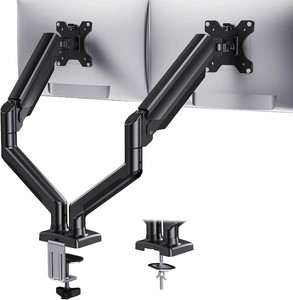 HUANUO Dual Monitor Mount for 2 Monitors up to 32 inches, Each Arm Holds Max 22lbs, Dual Monitor Stand with Advanced System, Height-AdjustableTiltSwivelRotate, VESA Standard 75mm or 100mm