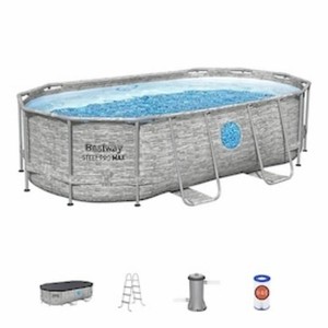 $449 Bestway Steel Pro MAX 14 ft. x 8 ft. x 39.5 in. Splashview Oval Pool Set