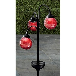 3 Orb Solar Light Stake - Red