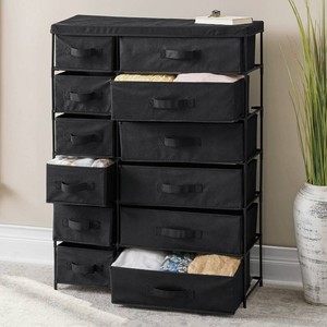 12-Drawer Wide Organizer - Black
