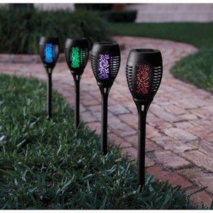 Set of 4 Multicolor Solar Flame Stakes
