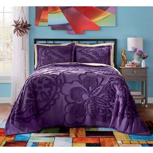 Rhapsody Chenille Bedspread - Purple, Queen