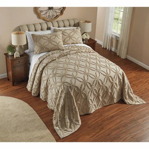 Solid Chenille Bedding - Taupe, Queen