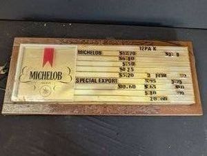 Vintage Michelob Beer Advertising Price Board