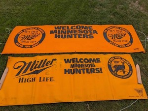 Miller High Life Minnesota Hunters Advertising Banners 2pc
