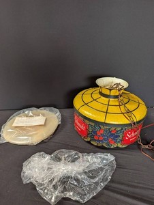 Vintage Schmidt Beer Stained Glass Hanging Lamp