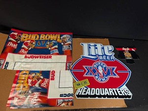 Vintage Bud Bowl IV & Super Bowl XXIV Memorabilia 5-Piece Mixed Lot
