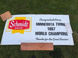 Vintage Schmidt Beer Minnesota Twins 1987 Championship Banner 68in