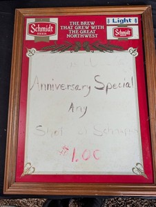 Vintage Light Schmidt Beer Framed Advertising Sign