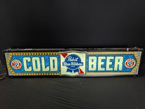 Pabst Blue Ribbon COLD BEER Advertising Sign