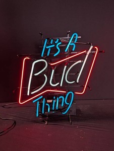 Vintage Neon Bar Sign Red White & Blue 20in X 25in