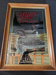 Vintage Miller High Life Wildlife Series the Loon Framed Mirror