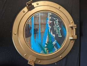 Vintage Bacardi Porthole Advertising Mirror