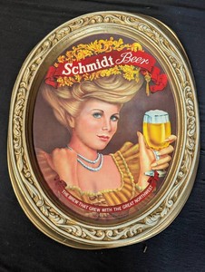 Vintage Schmidt Beer Advertising Sign - Ornate Oval Frame