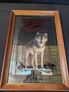 Vintage Miller High Life Timber Wolf Advertising Mirror
