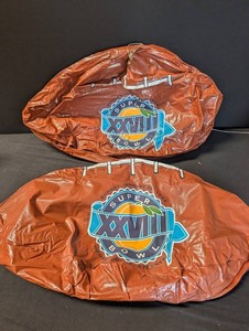 Vintage NFL Super Bowl XXVIII Football-Shaped Bags (Lot of 2)