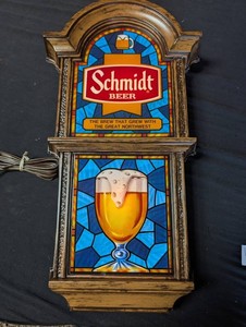 Schmidt Beer Stained Glass Advertising Wall Plaque