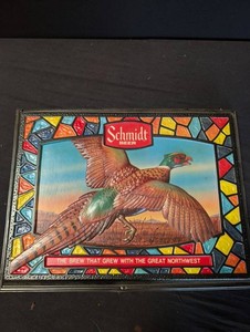 Vintage Schmidt Beer Pheasant Embossed Advertising Plaque