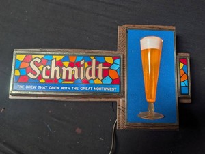 Vintage Schmidt Beer Stained-Glass-Style Advertising Sign