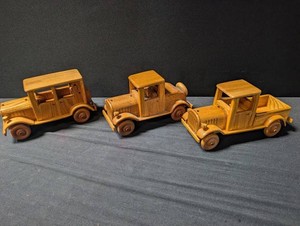 3pc Handcrafted Wooden Toy Vehicle Collection