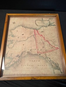 Vintage Yukon Jack Territory Framed Map 24 X 21 in