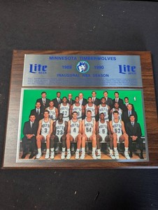 Vintage Minnesota Timberwolves 1989-90 Inaugural Season Plaque