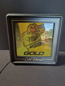 Vintage Miller Genuine Draft Gold Cold-Filtered Advertising Sign