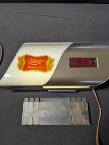 Vintage Miller High Life Illuminated Advertising Sign With Digital Clock