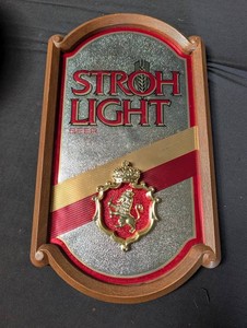 Vintage Stroh Light Beer Advertising Plaque