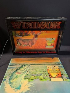 Vintage Windsor Canadian Advertising Signs - Deer & Fish Set of 2