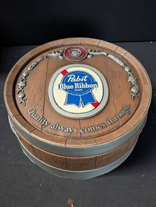 Vintage Pabst Blue Ribbon Barrel-Style Wall Plaque