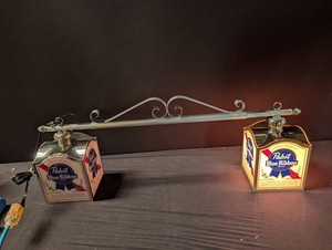 Pabst Blue Ribbon Hanging Bar Light (One Side Missing Bulb)