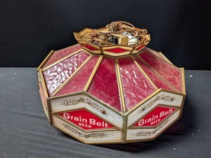 Vintage Grain Belt Beer Stained Glass Pendant Light
