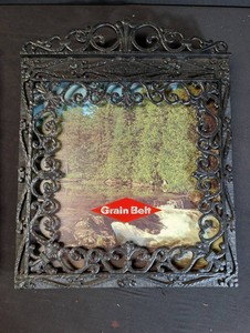 Vintage Grain Belt Advertising Sign Ornate Metal Frame