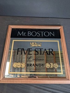 Mr. Boston Five Star Brandy Framed Advertising Mirror